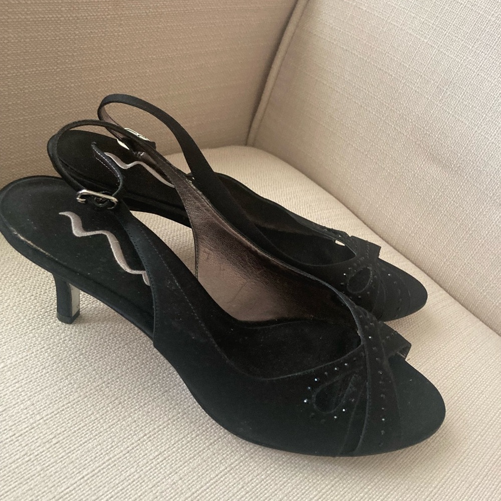 Ladies Mina black open toe strapy  heels for special occasion Ladies 9.5 - Picture 6 of 8